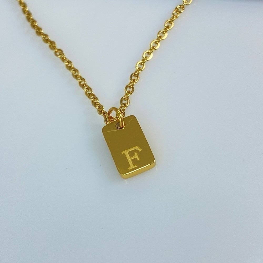 Initial Letter F Tag Necklace